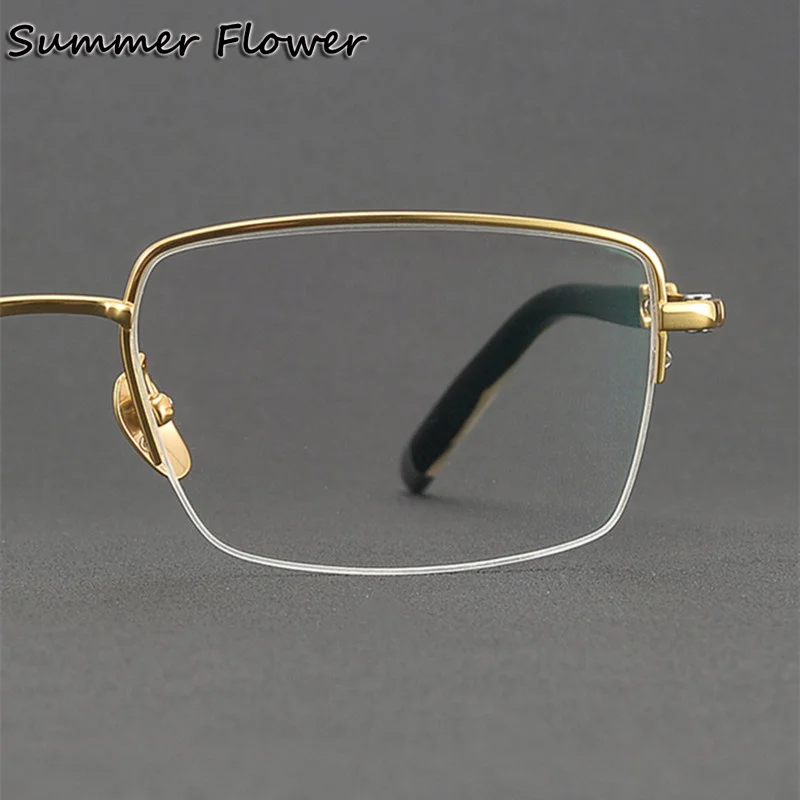 Top Quality Men Prescription Glasses OX Horn Pure Titanium Eyewear Frame Prescription for Vision Lenses Multifocal Wide Field