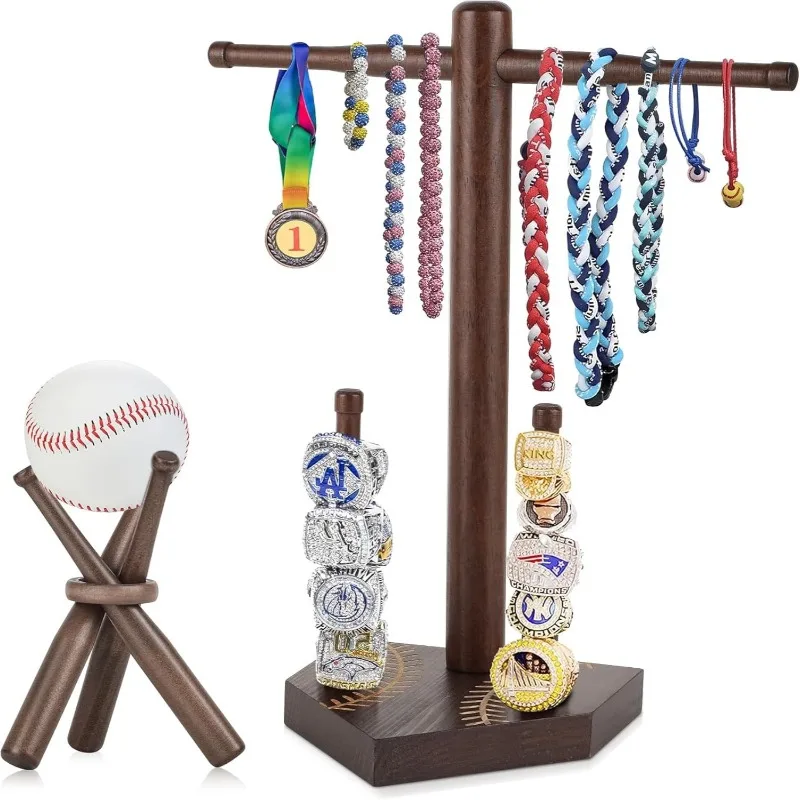 

Деревянная подставка для бейсбольных мячей и колье-подвесок, держатель для демонстрации бейсбольных и софтбольных мячей с подставкой-ти, натуральное дерево