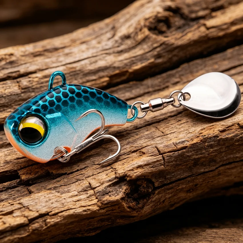 1Pcs Rotierenden Metall VIB vibration Köder Spinner Löffel Angeln Lockt 6g/14g/26g Jigs forelle Wobbler Angeln Harte Köder Tackle Pesca