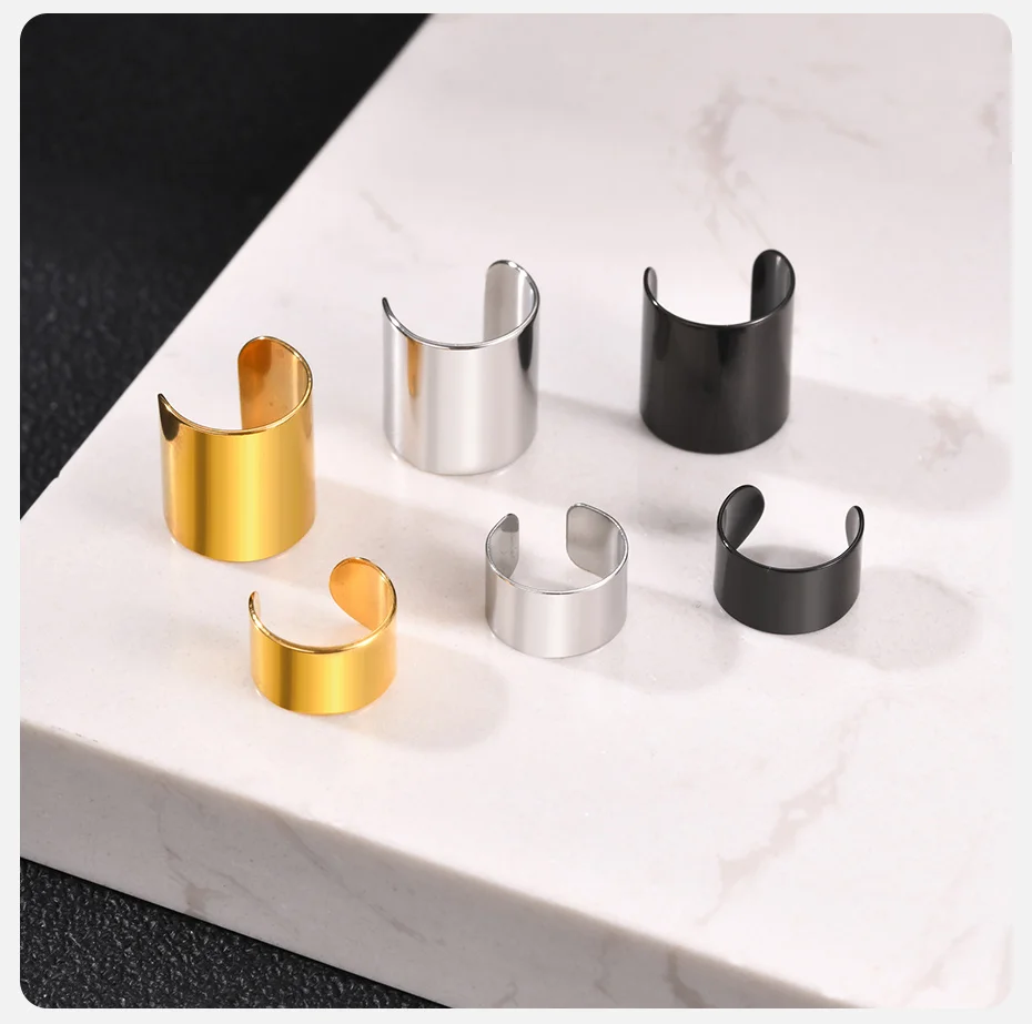Vnox 6/12mm Breite Polierter Edelstahl Ohrklemme, Nicht-Durchstechende Knorpel-Clip-Ohrringe Ohrschmuck Punk-Geschenke für Männer Frauen – Detail 8