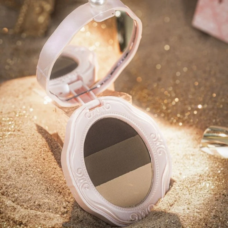 Make-up-Lidschatten-Palette, geprägtes dreifarbiges Augenbrauenpulver, 2-in-1-Lidschatten, geeignet für Anfänger beim Make-up