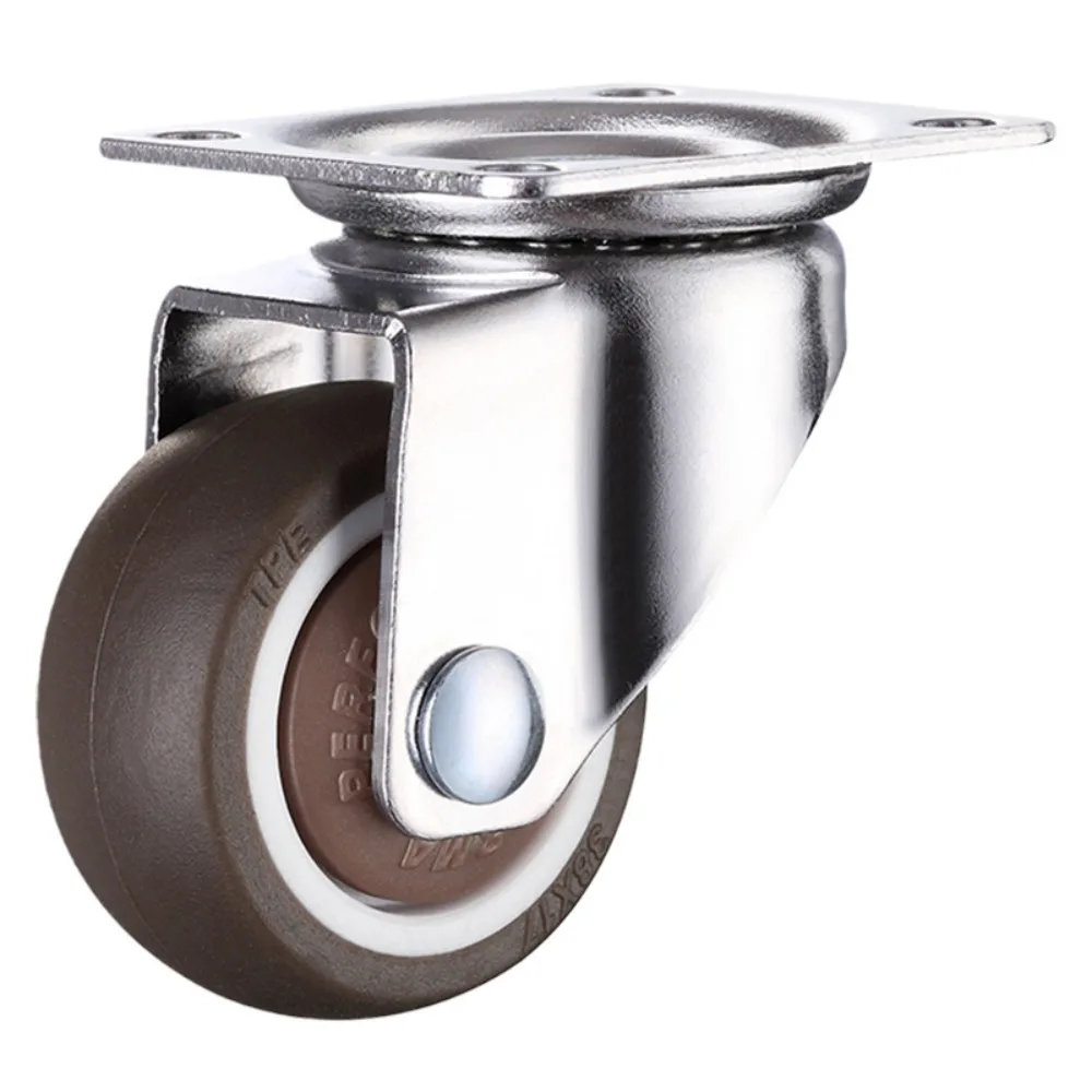 1 1.25 1.5 2 Inch Furniture Caster Soft Rubber Universal Wheel Swivel Caster Roller Wheel For Platform Trolley Accessories