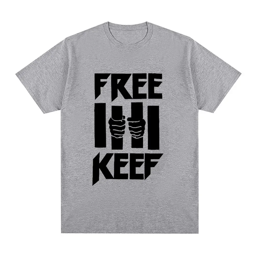 100% Cotton Oversized Short Sleeve T Shirts Streetwear Chief Keef Free Keef Letter Print T Shirt Men's Fashion Vintage T-shirts