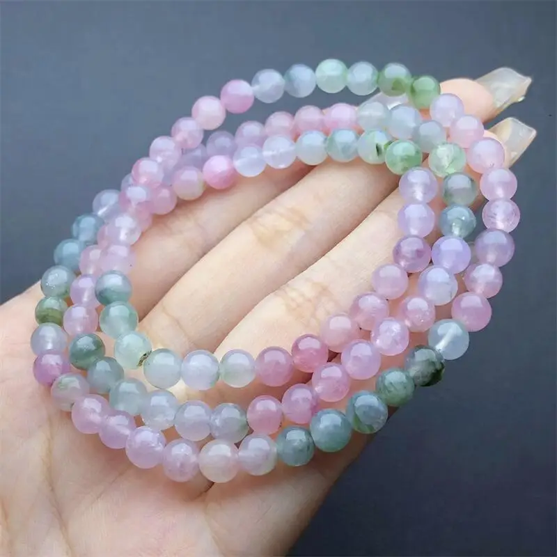 5.5MM Natural Tourmaline Triple Circle Bracelet Charms Handmade Fortune Energy Bangle Mineral Woman Amulet Jewelry Gift 1PCS