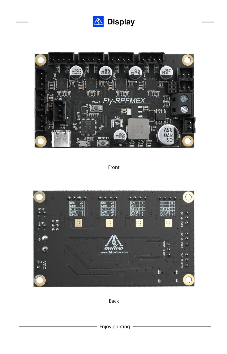 Fly3D Fly-RPFMEX 4-axis TMC2209 expansion board for 3D printer Gemini Voron2.4