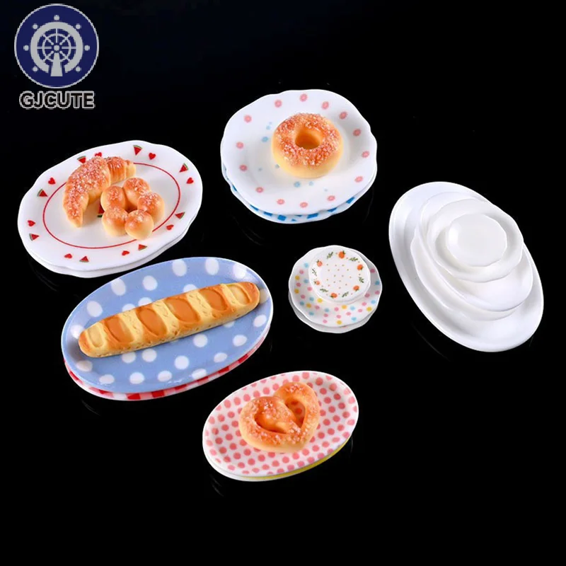 5pcs Puppenhaus Essen Teller Mini Simulation Küche Ess platte Puppen Haus dekoration Zubehör Kinder so tun, als würden sie Spielzeug spielen