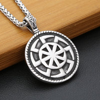 Nordic Kolovrat Slavic Symbol of The Sun Pendant Necklace For Men Women Stainless Steel Punk Vintage Amulet Jewelry Dropshipping
