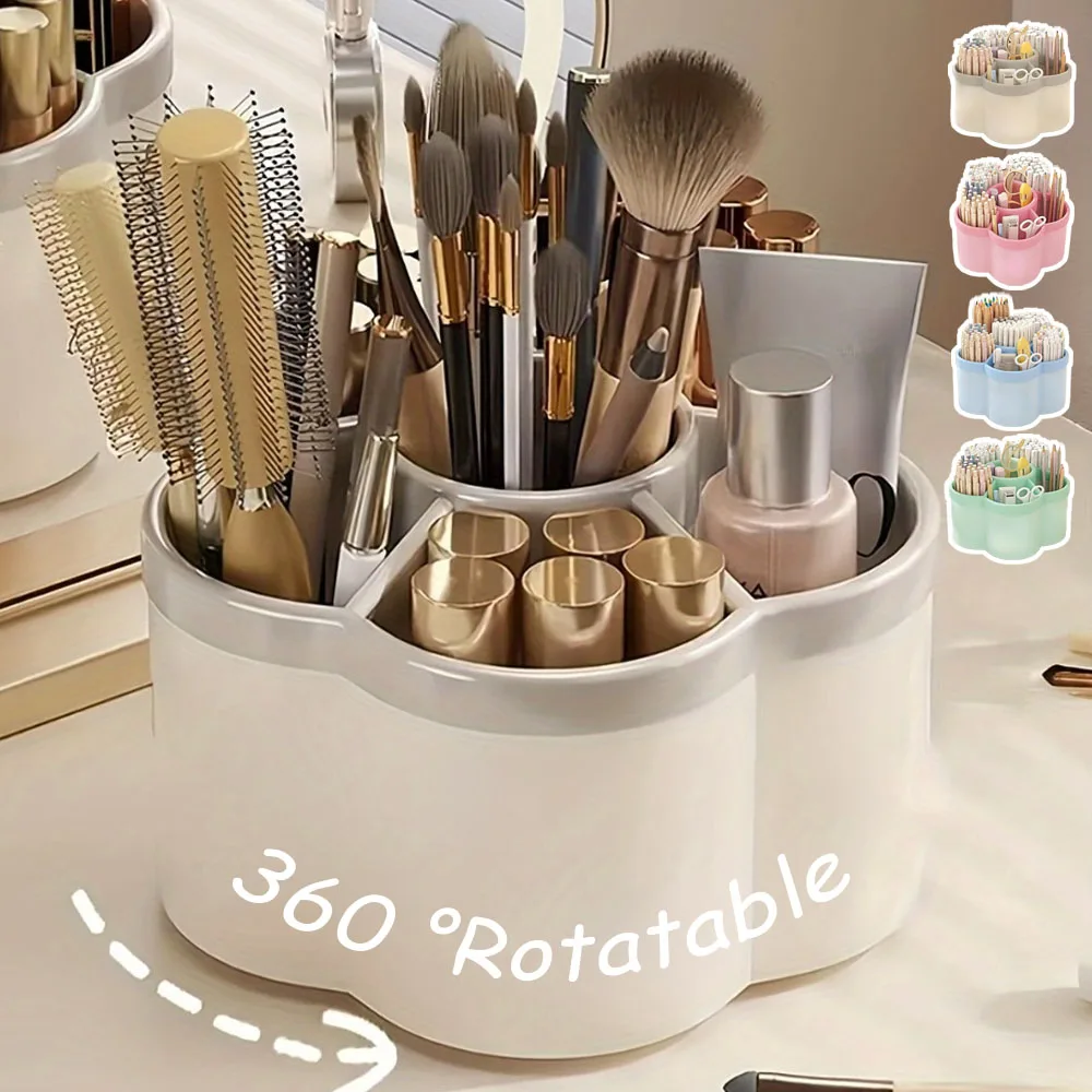 

360° Rotating Makeup Brushes Storage Box 7 Slot Makeup Brushes Buckets Storage Makeup Brush Holder Organizer for Cosmetics Tools