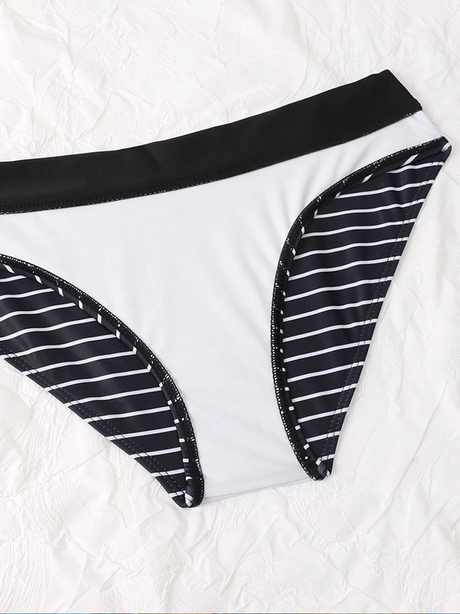 Halter Bikinis 2023 Women Striped Swimwear High Waist Swimsuit Female Push Up Beachwear Summer Tie Back Bathing Suit Swimming