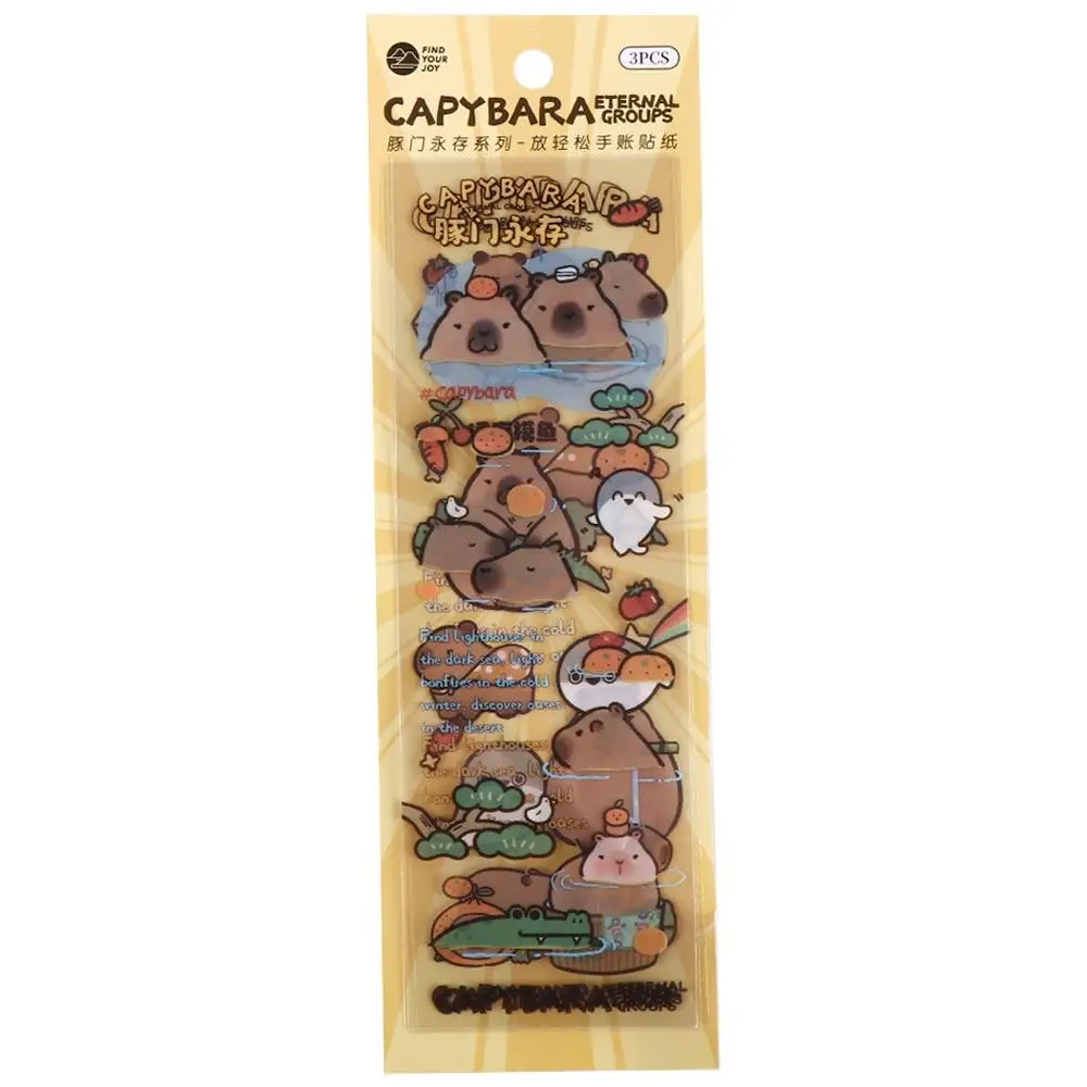 Animals Capybara Capybara Guka Stickers Waterproof Cartoon Capybara Stickers Toy Lovely Brown Animals Stickers Kids Sticker