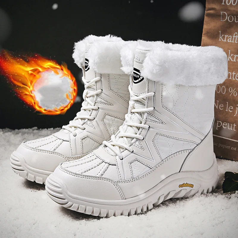 

Winter Hiking Shoes Women Warm Plush Snow Boots Women High Quality Lace-up Comfortable Ankle Boots Outdoor Waterproof Boots