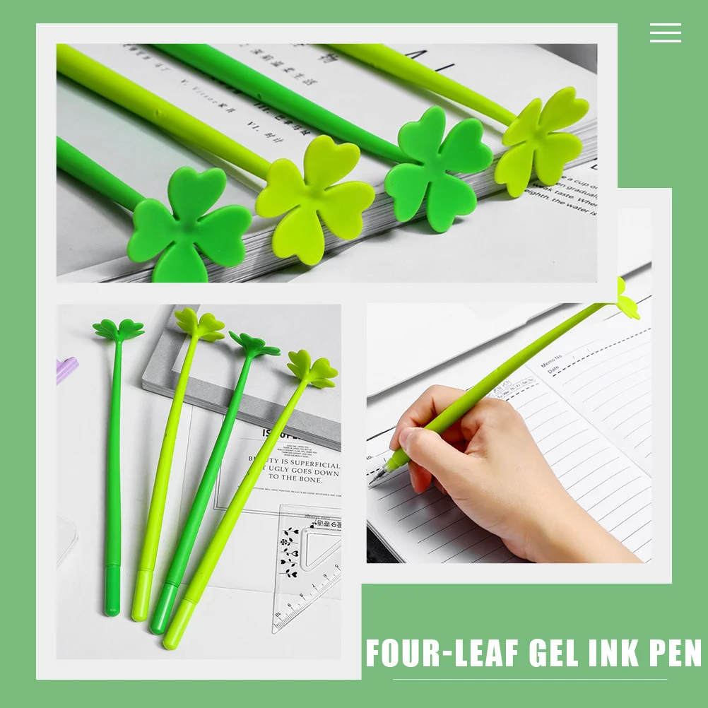 10 Pcs leaf Clovers Gel Ink Pens 0.5mm Bright Color Compact Light School Office Cartoon Writing Pens Craft Gifts