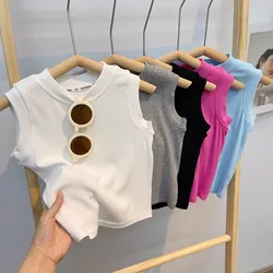 Tank Tee for Kids Baby Girls Sleeveless T-shirts Korean  Clothing for Infants Top Clothes for Children