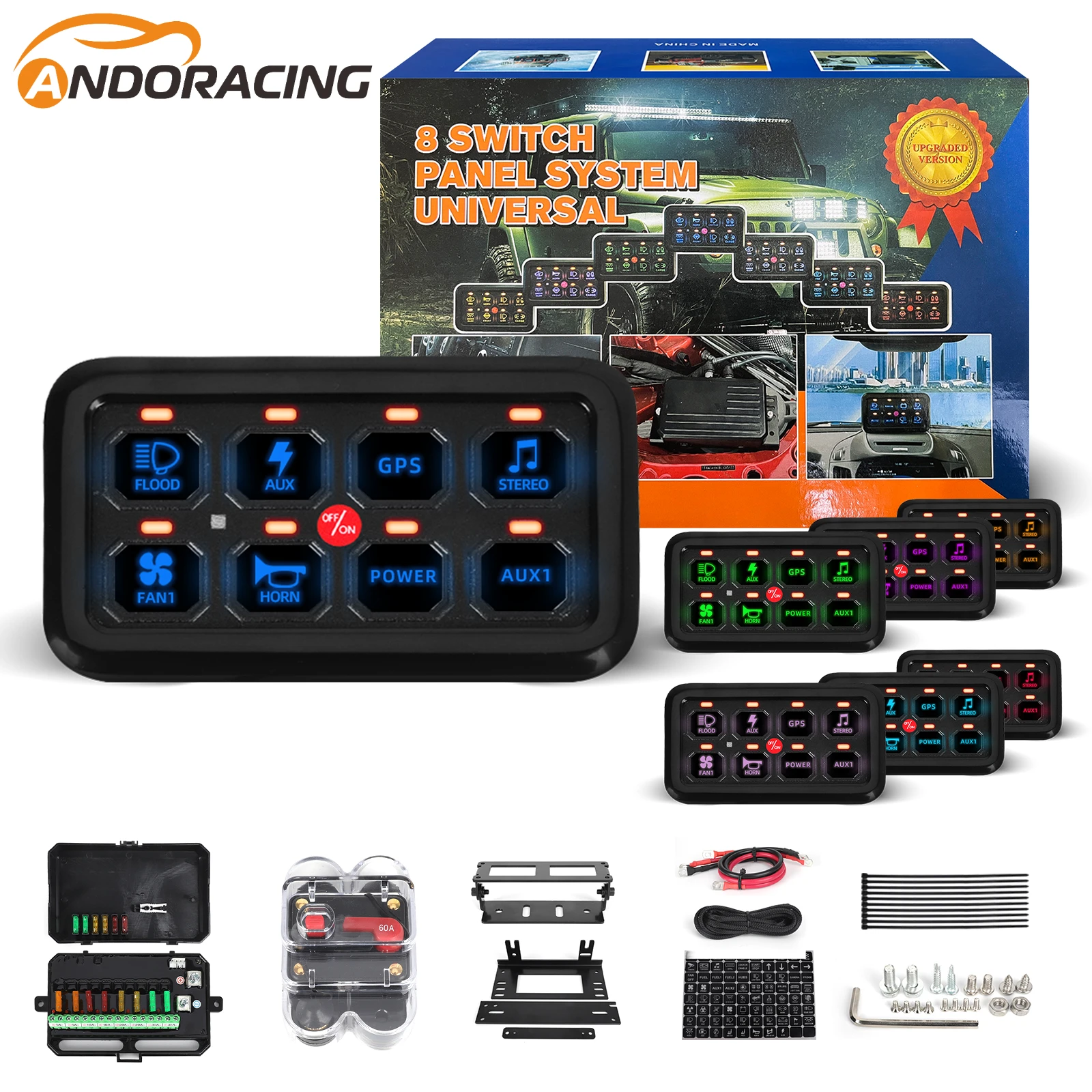 

8 Gangs Switch Panel Universal LED On Off Slim Control DC 12-24V Power System Electronic Relay System for Truck Caravan Boat
