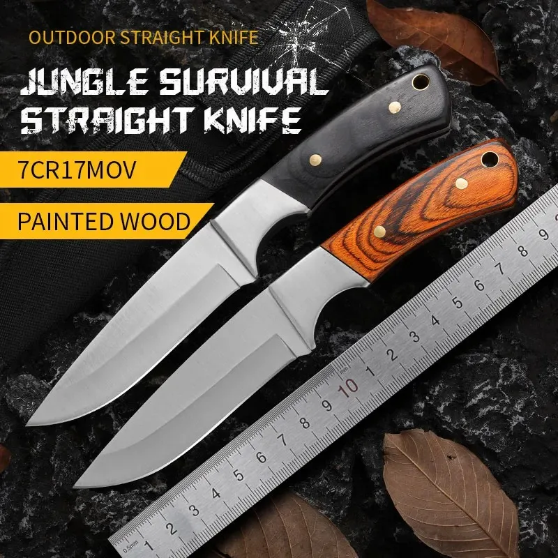 

8.2 Inch Stainless Steel Outdoor Survival Knife with Scabbard Military Tactical Knife for Self Defense Hiking Kitchen BBQ