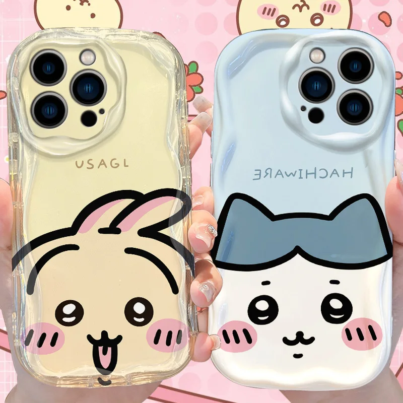 Rougefarbene runde Anime C-Chiikawa Handyhülle für iPhone 17 16 E 15 14 13 12 Mini 11 Pro Max 8 7 Plus Silikon Soft Cover Funda