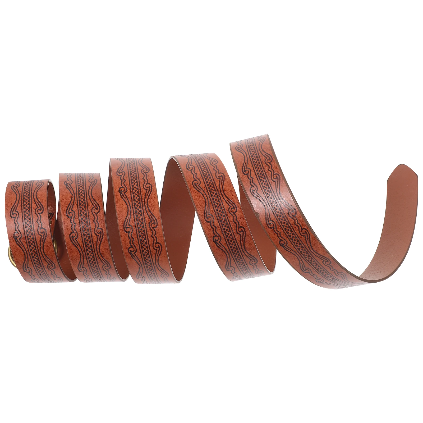 

Medieval Embossed Belt Deep Brown Long Ring Waist Adult Viking Mens Trouser Belts Fashion Accessories Role Props