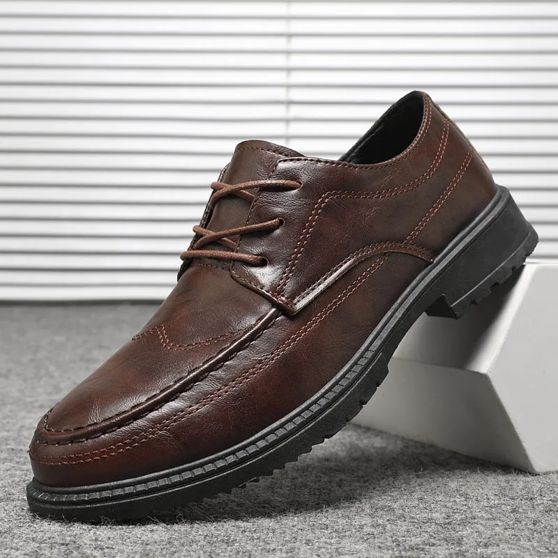 

2025 Autumn New Men's Leather Shoes Anti-slip and Wear-resistant Pointed-toe Leather Shoes Versatile Casual Shoes Business Shoes