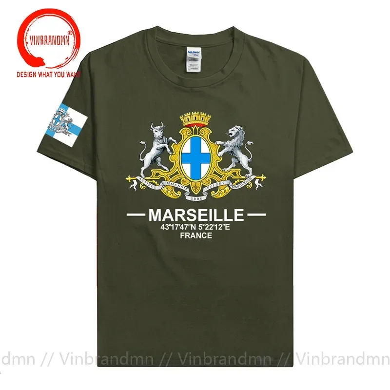 Марсель, Франция, Европа, международный туристический город, логотип Прованса, культура, сувенир, мужская спортивная модная футболка, топы, хлопковая футболка