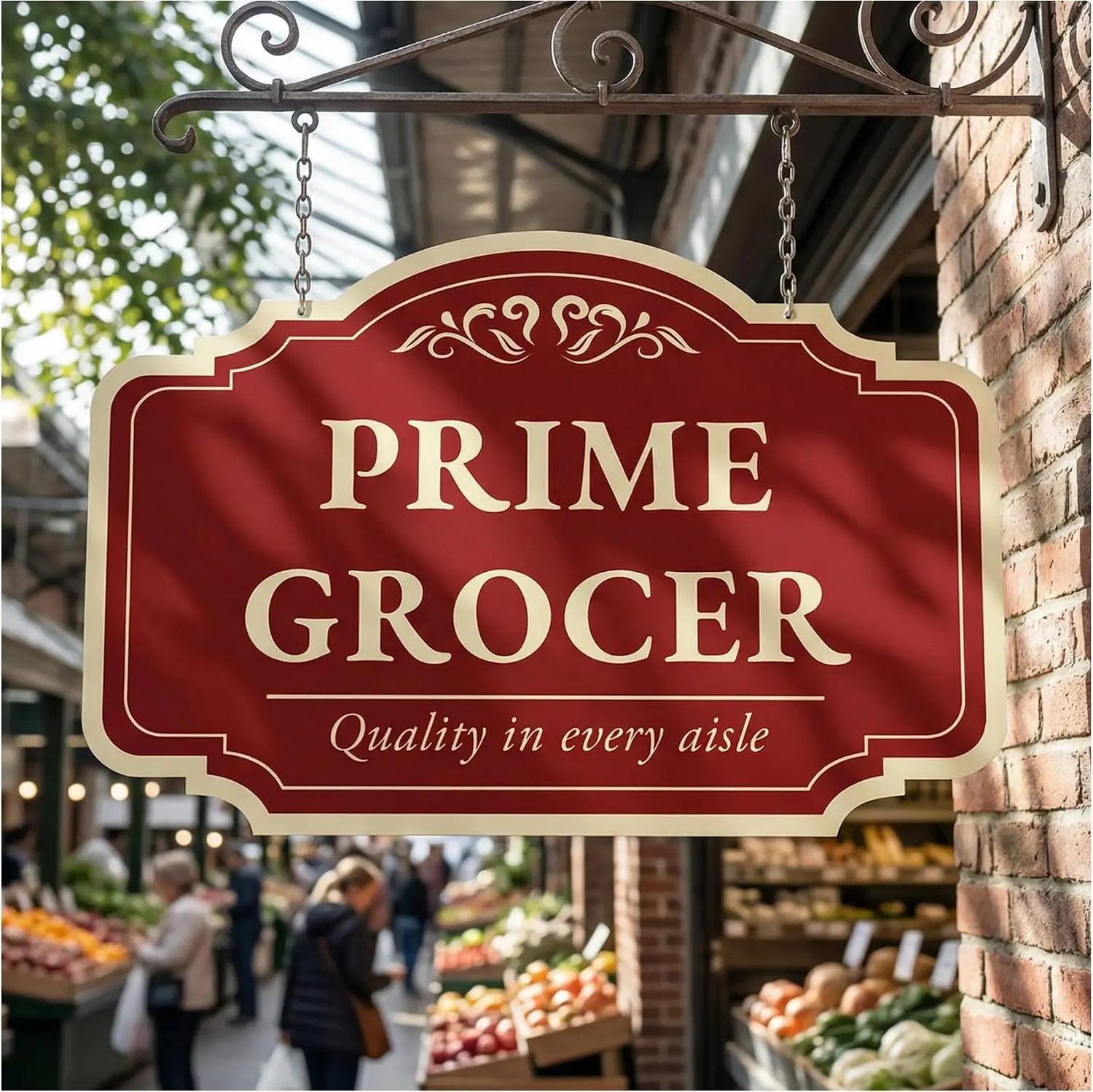Custom Decorative Outdoor Metal Sign - Personalized Aluminum Driveway Sign, Waterproof, Made in USA - Design 2 Red Brick 42x28 I