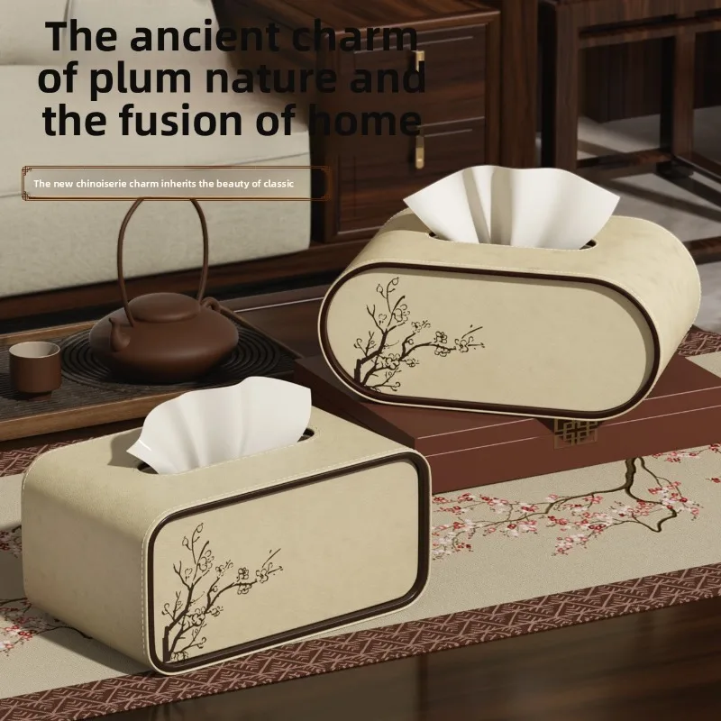 

New Chinese Style Plum Blossom Paper Box Home Creative High-end Paper Box Living Room Coffee Table Desktop Tissue Box