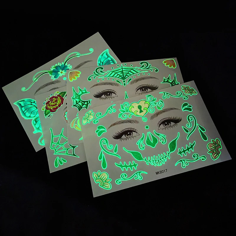 Colorful Eyes Makeup Stickers Luminous Eye Eyeliner Eyebrows Face Art Sticker Decals Halloween New Year Festival Party Decoratio