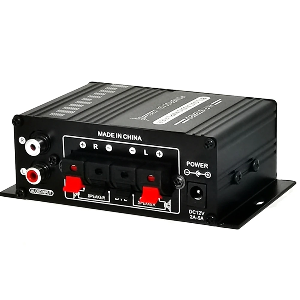ABZW Amplifier Stereo Mini Dc12v Pemutar Audio Hi-Fi Saluran Ganda Mendukung Input Dvd Ponsel untuk Penggunaan Rumah Sepeda Motor Mobil
