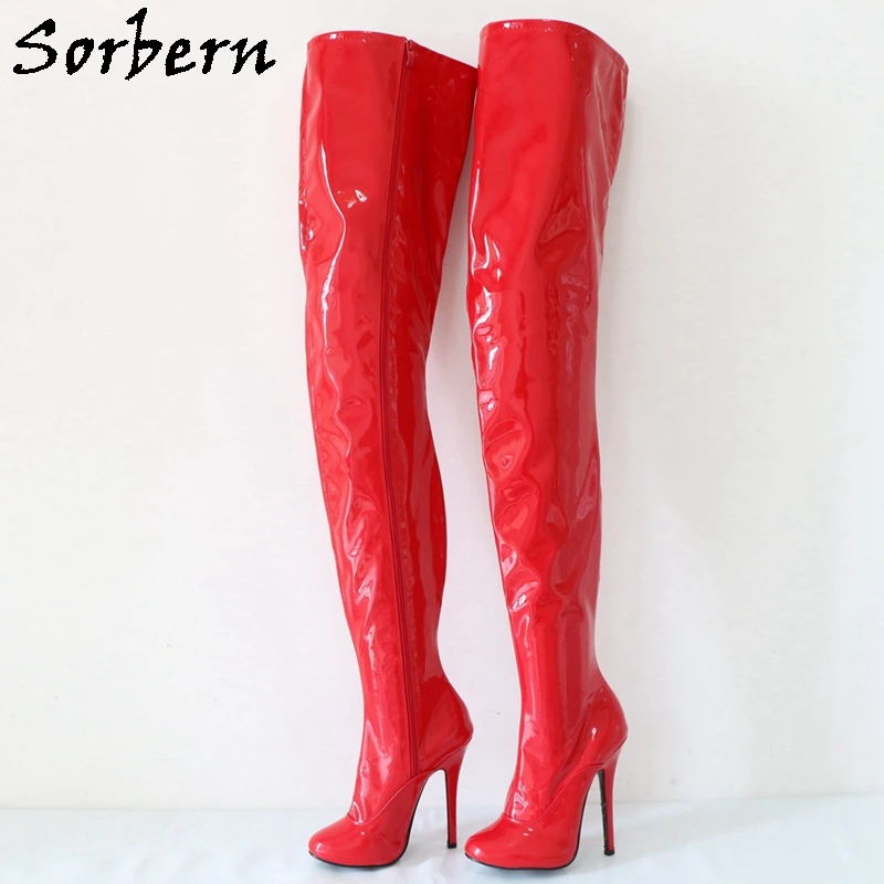 Sorbern Retro Crotch Thigh High Boots Unisex Burlesque Dancer Show Cosplay Fetish Boot High Heel Stilettos Customized Size 36-46