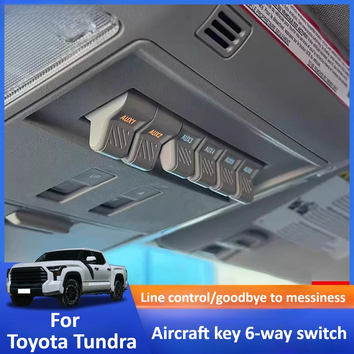 For New Toyota Tundra 6-way aircraft switch roof auxiliary spotlight relay control box modification accessories