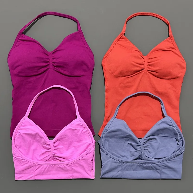 لا شعار المرأة الخطوط الطويلة Strappy الأعلى سلس اليوغا تانك القمم الرياضة تجريب سترة عارية الذراعين أكتيفيوير الجري الصالة الرياضية القمم