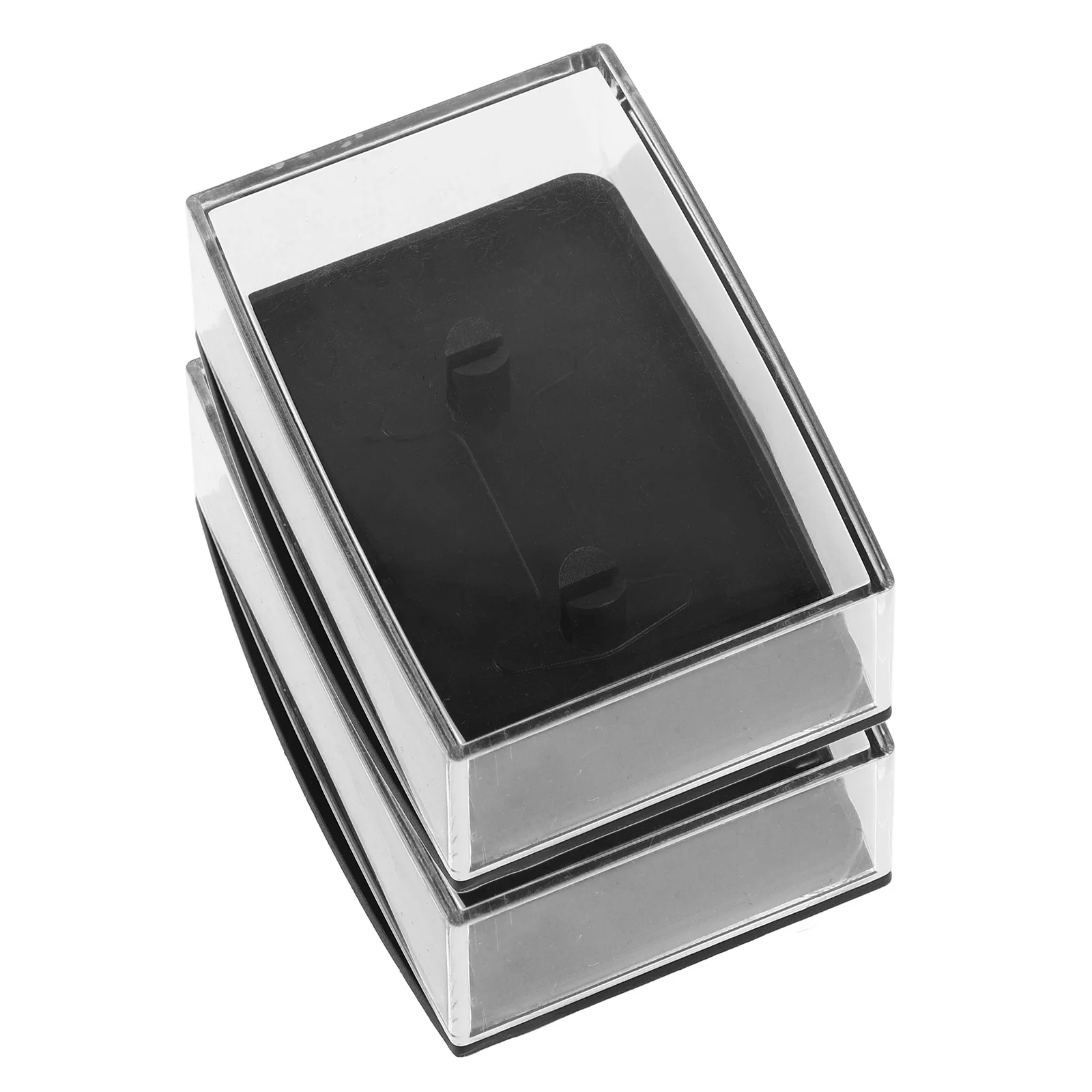 

2 шт. квадратная коробка для запонок, прозрачный износостойкий пластиковый органайзер для хранения запонок, колец, булавок, мужская витрина для ювелирных изделий
