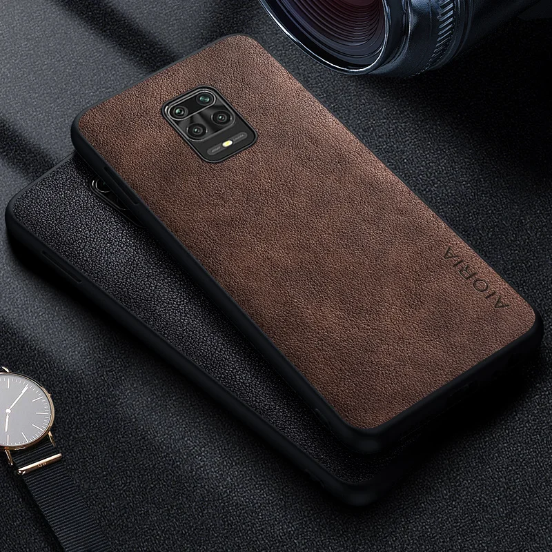 Premium Luxury leather Phone Case for Xiaomi Redmi Note 9 8 7 5 Pro 9S 8T Retro Business Style Solid color cover funda