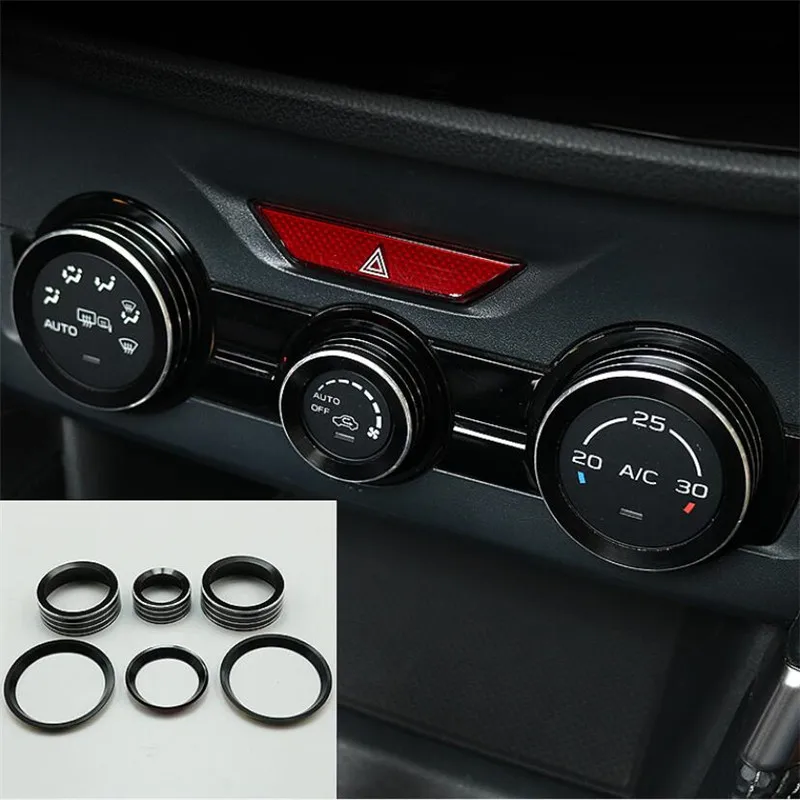 3Pcs/Set Car styling Air Conditioning Vol adjustment Knob Ring For Subaru XV Forester SK Outback Legacy Impreza auto accessories
