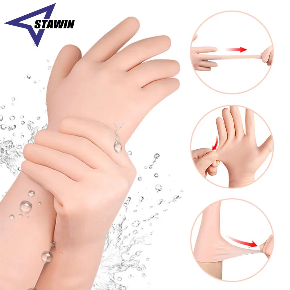 1 Pair Reusable Moisturizing Gloves Overnight Long Dry Hands Full Finger Treatment Hands Care Anti Cracking SPA Home Use Unisex