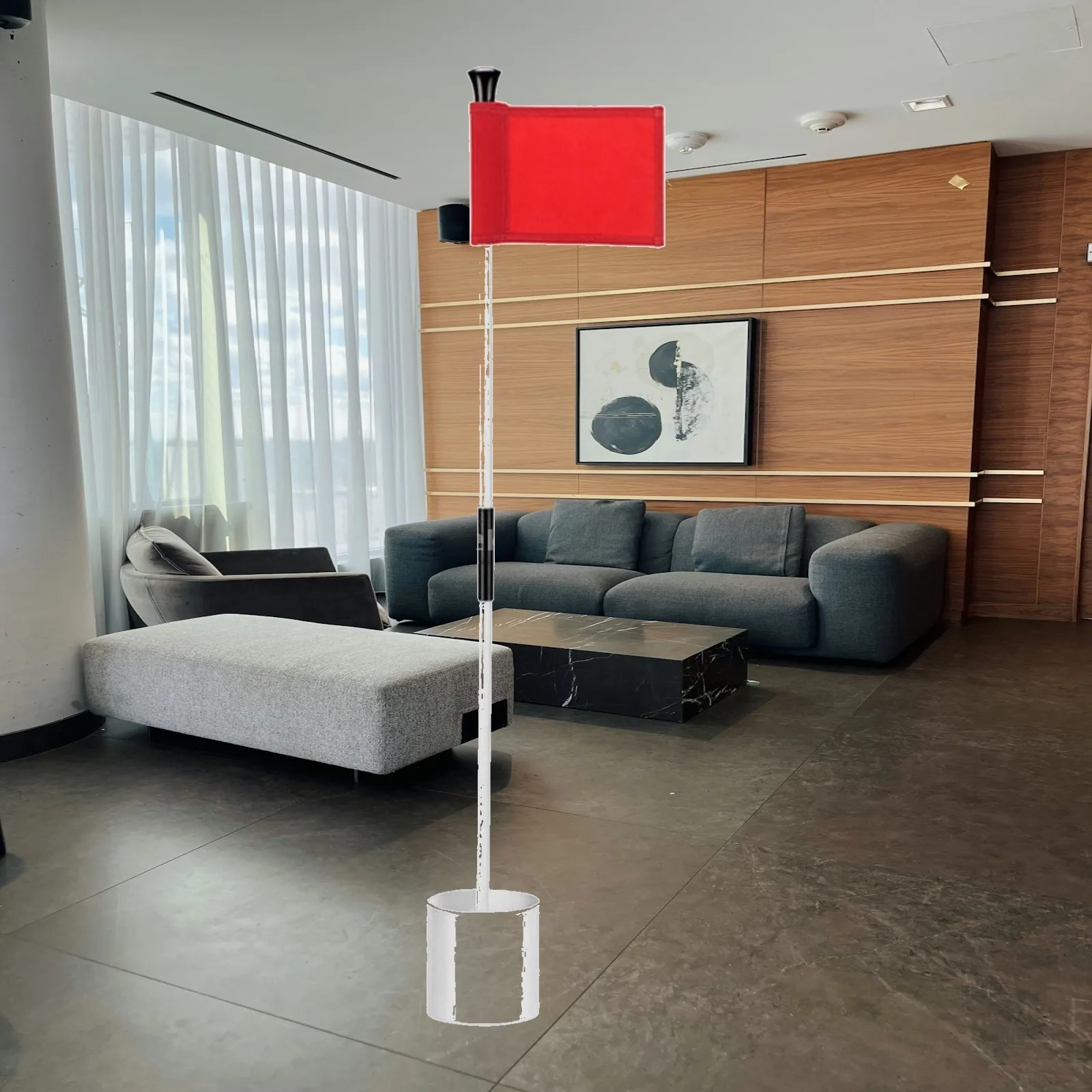 Portable Golf Green Flagstick Easy to Assemble Fiberglass Golf Flagstick with Nylon Flag High-Visibility Eye-Catching