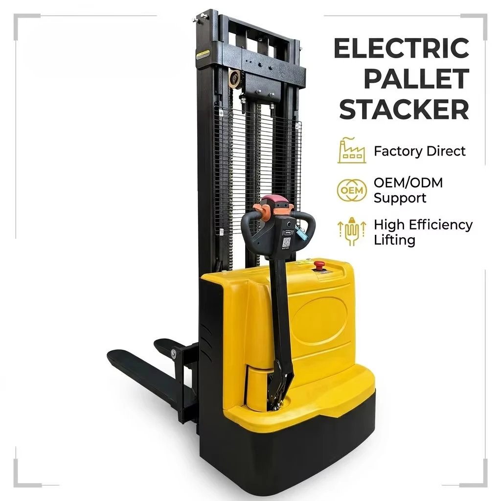 Walkie Electric Stacker Truck Full Pallet Stacker AGV Forklift 0.5-1 Ton 1600mm Lifting Height