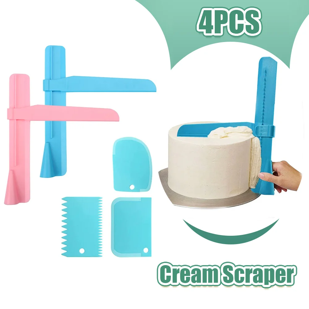 4PCS Cream Scraper Irregular Teeth Edge Spatulas Cake Baking Scraper Fondant Cake Slicer Pastry Cutters Tools DIY Decorating