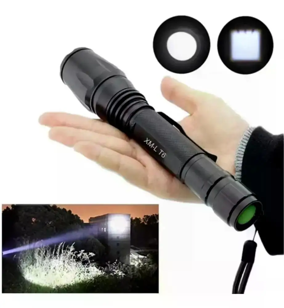 T6 258000W 468000 Lumens 2 Batteries Zoom Tactical Led Flashlight