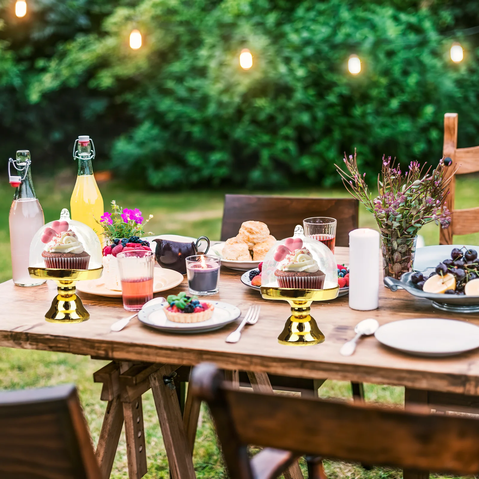 

12pcs Mini Cake Dessert Tray Displaying Gathering Plate With Dome Lid For Wedding Party Buffet Food Case Fruit