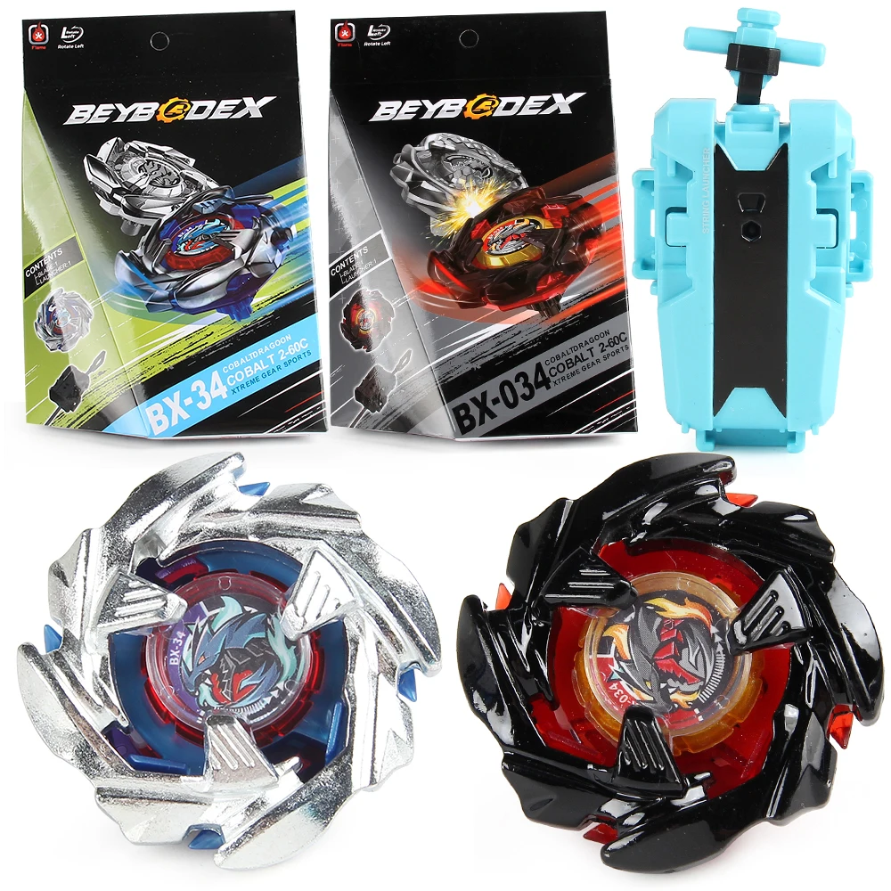 Metal Battle Gyro Bey X BX-34 Starter Cobaltdragoon Left Spinning Top with String Launcher
