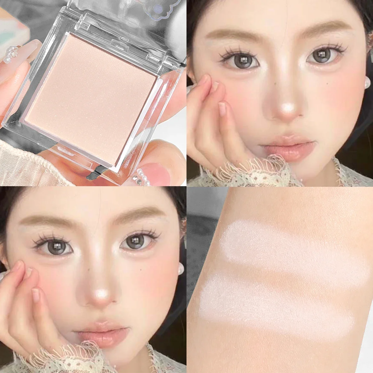 Hisyi Matte Monochrome Lidschatten-Palette, natürliches, leichtes Highlighter-Puder für zarte Augenkonturierung, hellt auf und verleiht Glanz – Detail 6