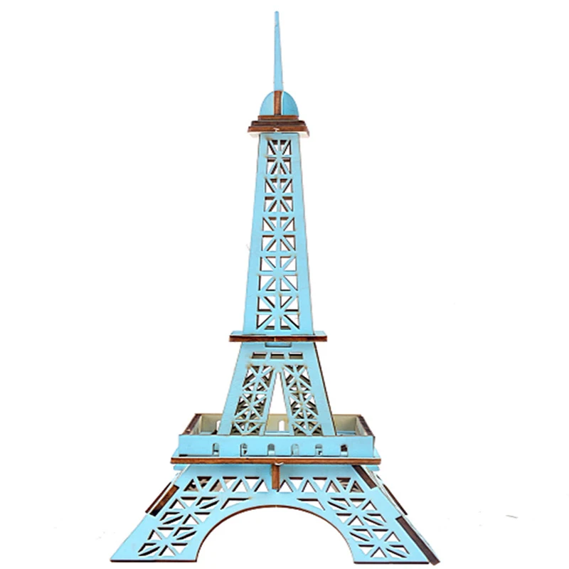 ชุดปริศนาการศึกษาเกมประกอบของขวัญของเล่นสําหรับเด็กผู้ใหญ่ 3D ปริศนาไม้ DIY ของเล่น Little Paris Tower ไม้ p9
