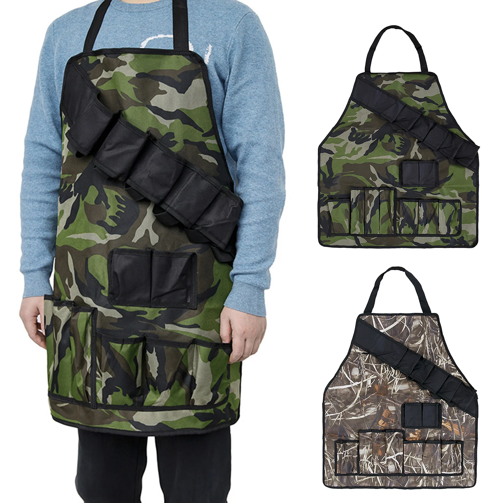 Durable 600D Oxford Camouflage Barbecue Apron Kitchen Garden Tools Multiple