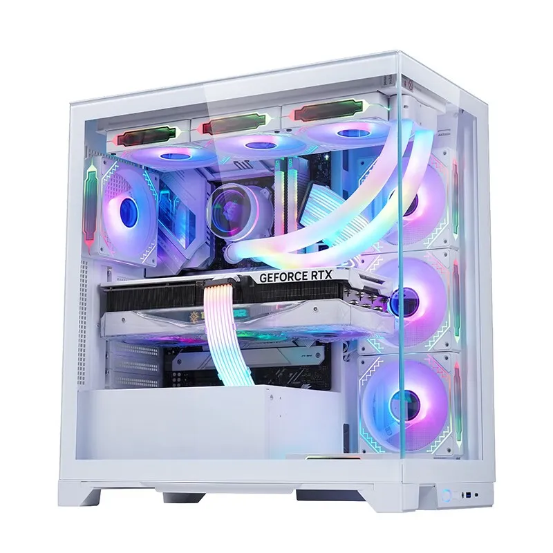 WJCOOLMAN Prism Pro Edition Gaming Computer Case Panoramic Version 2Side Transparent Glass with 7 Fan Positions Support ATX/M