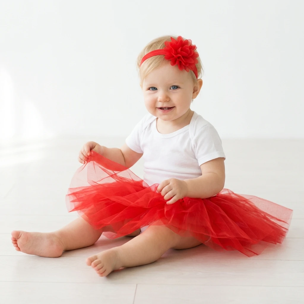 New Children's Chiffon Flower Baby Outfit Baby Photography Tulle Dress Puffy Skirt Children's Tutu Dress with Headband Set