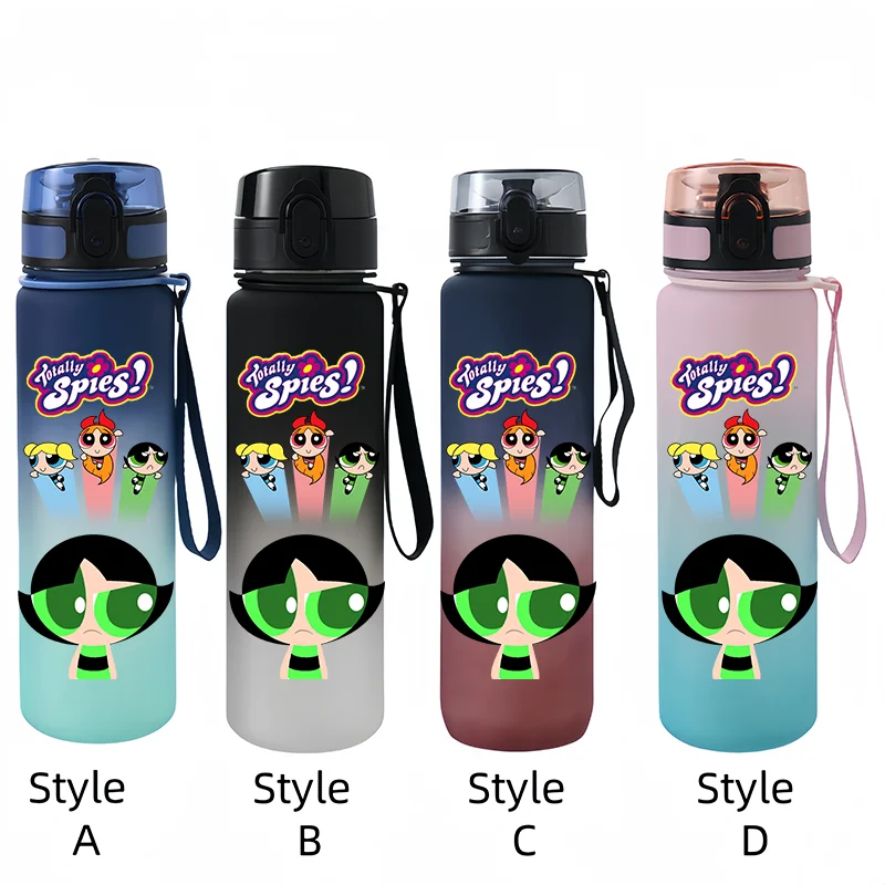 جديد 650 مللي كوب ماء رياضي رائع للغاية للفتيات من Powerpuff بسعة كبيرة كوب أنيمي محمول هدية العيد #4