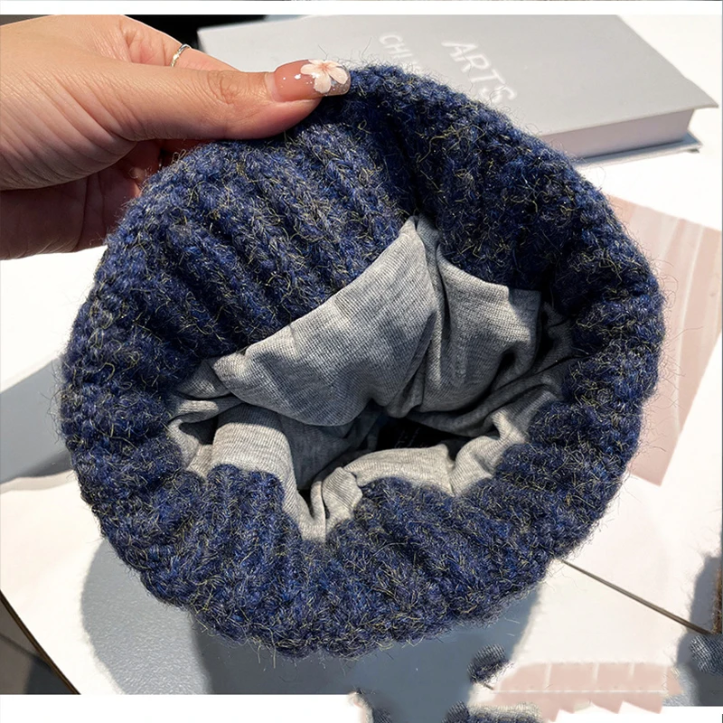 جديد Colorblock الماس نمط بوم بوم قبعة، الشتاء محبوك قبعة مترهل للنساء قبعة كابل سميكة دافئة #2