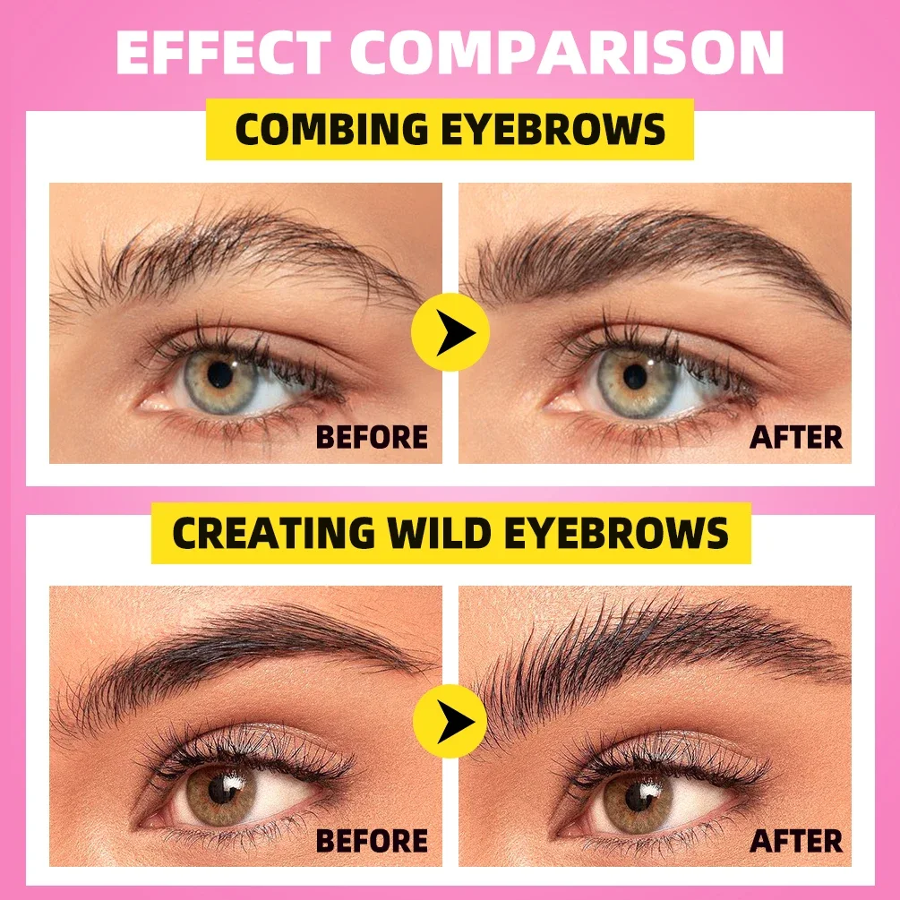 QIBEST nouvelle tête de brosse en forme de peigne crème coiffante pour sourcils transparente longue durée Gel coiffant pour sourcils outils de maquillage pour sourcils