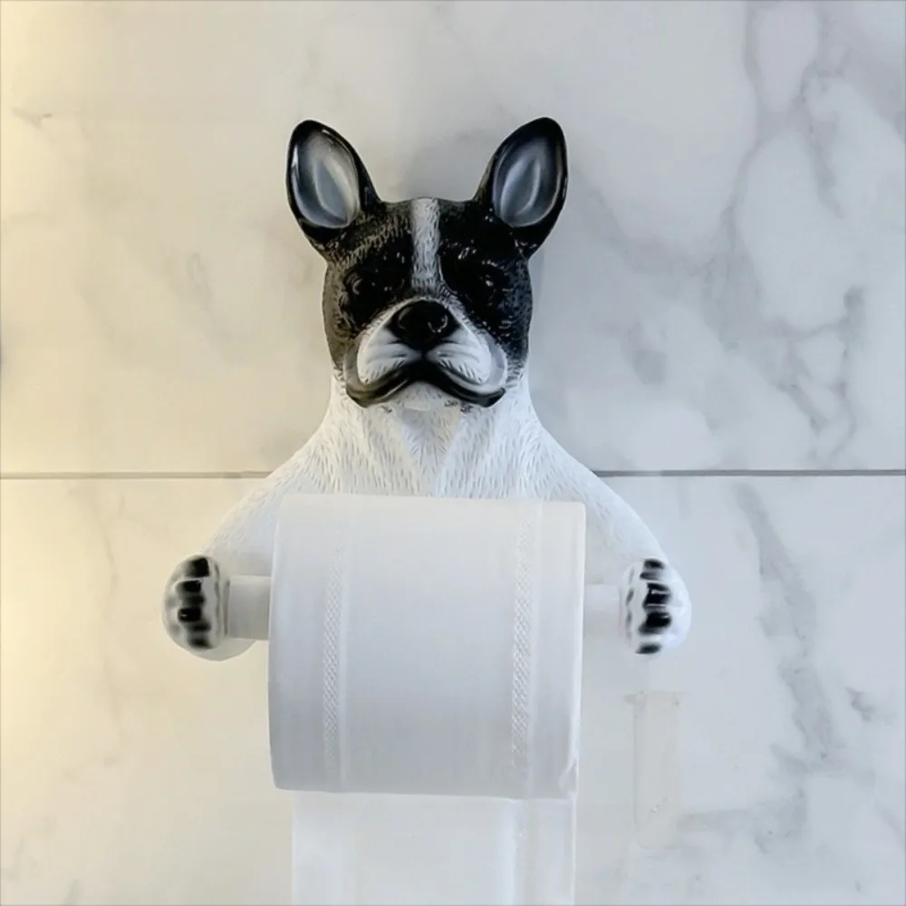 

Cute Dog Toilet Paper Holder Dispenser 3D Dog Shape Dog Toilet Roll Holder Multif-unctional Space Saving Wall Mounted Roll Rack