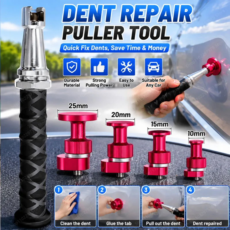 Car Body Dent Repair Pull Hammer 5-Piece Set Anti-Slip Safety Puller Hail Pit Repair Tool Built-In Spring Telescopic Pull Hammer
